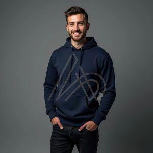 Mens Pure Cotton Navy Blue Hoodies