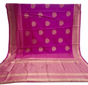 Magenta Silver Chanderi Cotton Silk Saree