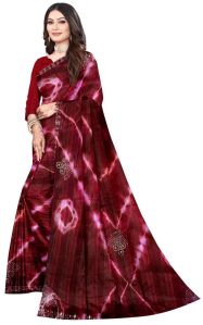 Maroon Swarovski Batik Saree