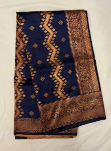 Moonlight Blue Litchi Silk Saree