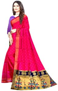 Zari Chandrakor Pink Silk Saree