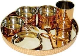 Traditional Copper Thali Set