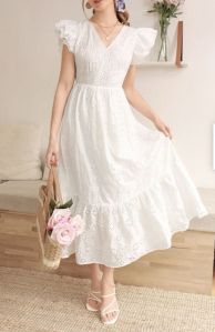 White gown cotton full length