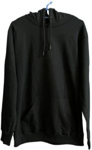 Cotton Blend Neck Hooded Black Hoodie