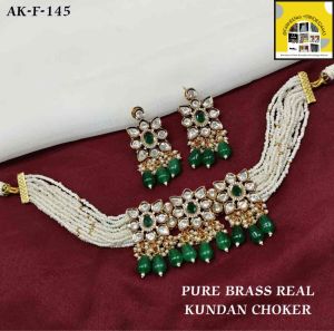 Pure Brass Real Kundan Choker Necklace