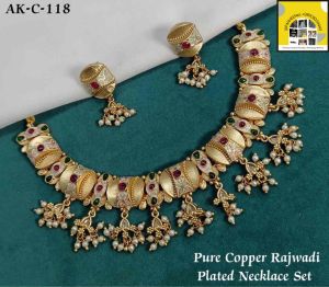 Pure Copper Rajwadi Plated Necklace Set