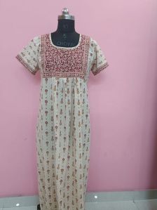 Jyoti cotton nighties with kalankari yokes