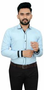 Mens Light Blue Stylish Cotton Shirts