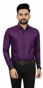 Mens Purple Stylish Cotton Shirts