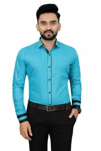 Mens Skyblue Stylish Cotton Shirts