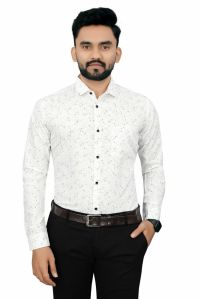 Mens White Stylish Cotton Shirt