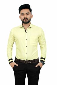 Mens Yellow Stylish Cotton Shirts