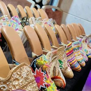 punjabi loafer bead work and zari work