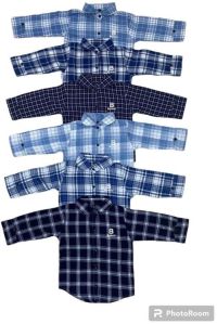 girls denim checks top