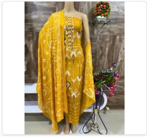 Golden colour dress material for women