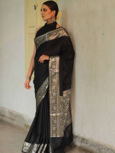 Black Banarasi Pure Silk Saree