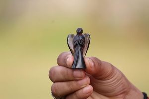 jet dark smoky healing crystal angel statue