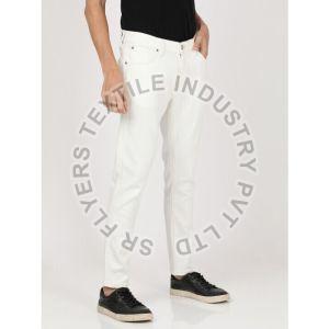 Mens White Full Lycra Jeans