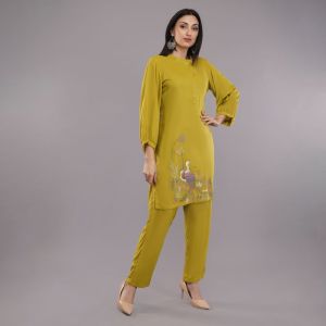 Rayon green kurti pant set