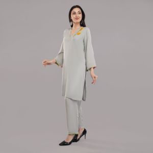 Rayon grey kurti pant set