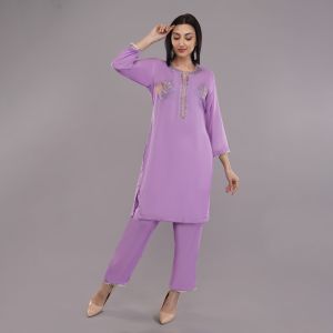 rayon purple kurti pant set