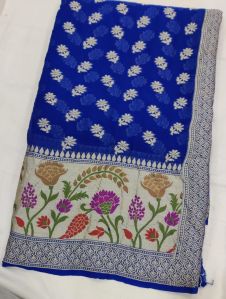 Royal Blue Banarasi Georgette Saree