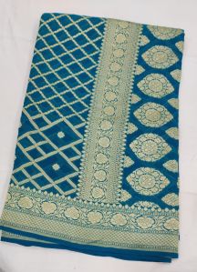 Turquoise Banarasi Georgette Saree