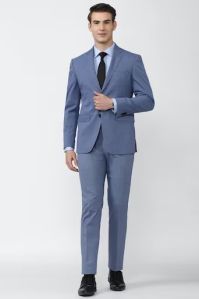 Dusty Blue Solid Formal Mens Two Piece Coat Pant