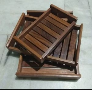 Wooden Rectangular Tray Set
