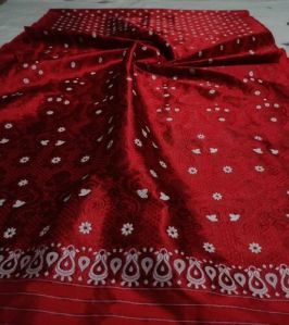 Maroon Assamese Mekhela Chadar