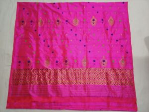 Rani Pink Assamese Pure Paat Mekhela Chadar