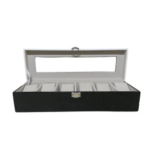 AJ301 Luxury Croco Watch Box White n Black 6 SlotS