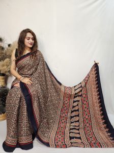 Modal ajarakh print saree