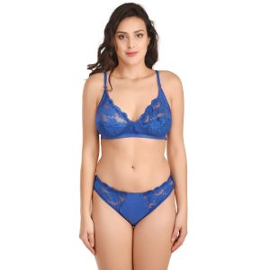 Ufemi Fashion Lingerie Set for Women Set Combo New Bridal Set lace Lingerie Set for Women Blue