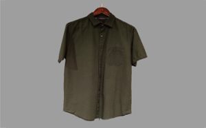 Mens Green Half Sleeve Shirt with Plain Pocket