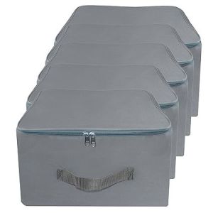 5 Pcs Combo Grey Nylon Wardrobe Storage Bag