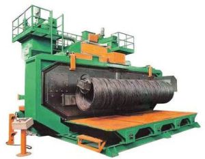 Wire rod coil shot blasting machine