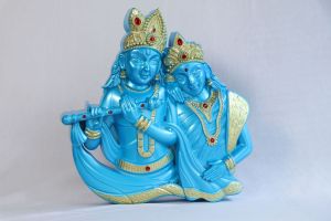 Blue Plastic Radha Krishna Wall Frame