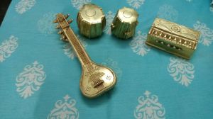 Brass veena tabla set, 3kg approx