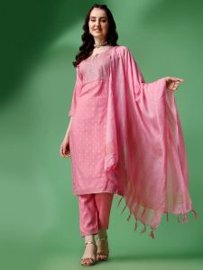 Double Tone Cotton Kurta Pant Dupatta Set