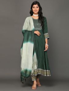 Rayon Anarkali Kurta Pant Dupatta Set