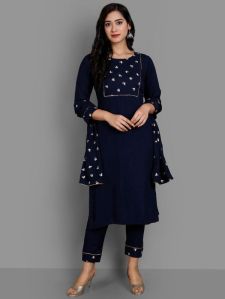 Rayon Straight Kurta Palazzo Dupatta Set