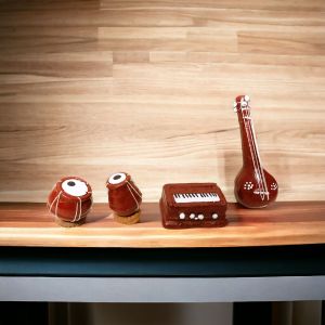 handmade miniature terracotta musical instruments