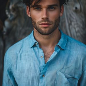 Blue linen shirt