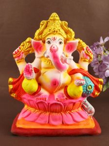 Skandapurvaja Eco Friendly Ganesha With Pagdi 8.5 Inches Idol/Ganpati Murti