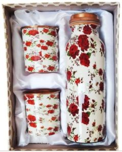 Printed Copper Bottle Glass Set