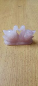 Rose quartz crystal Gemstone Duck pair