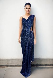 regal blue sequin radiance saree rental service