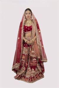 regal maroon symphony bridal lehenga choli rental service