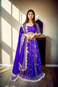 Royal Amethyst Kali Lehenga Set for Rental